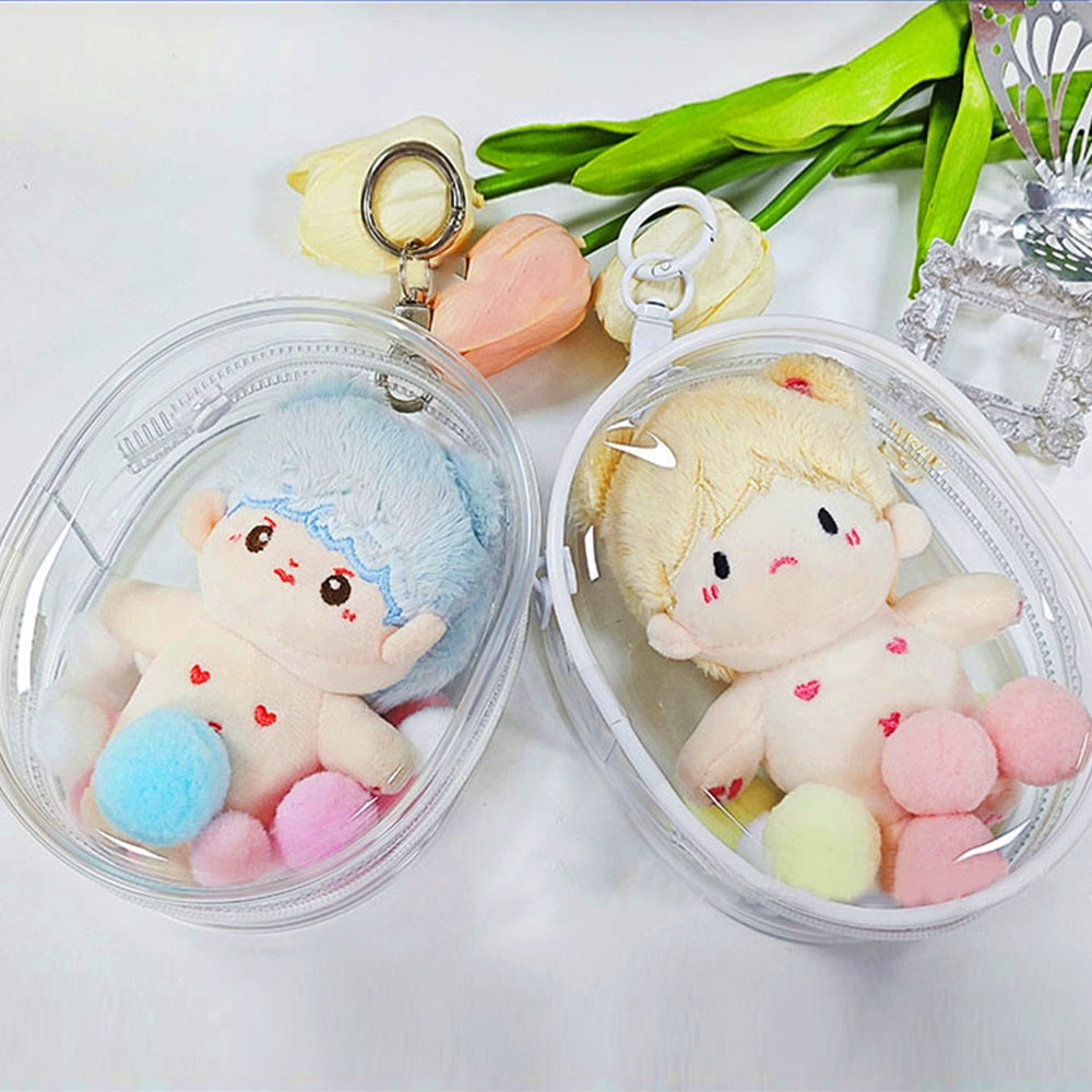 Transparent Mystery Box Doll Bag Keychain Wallet Classic Plush Dolls Storage Pouch Organizer Box Keychain Bag Thicken