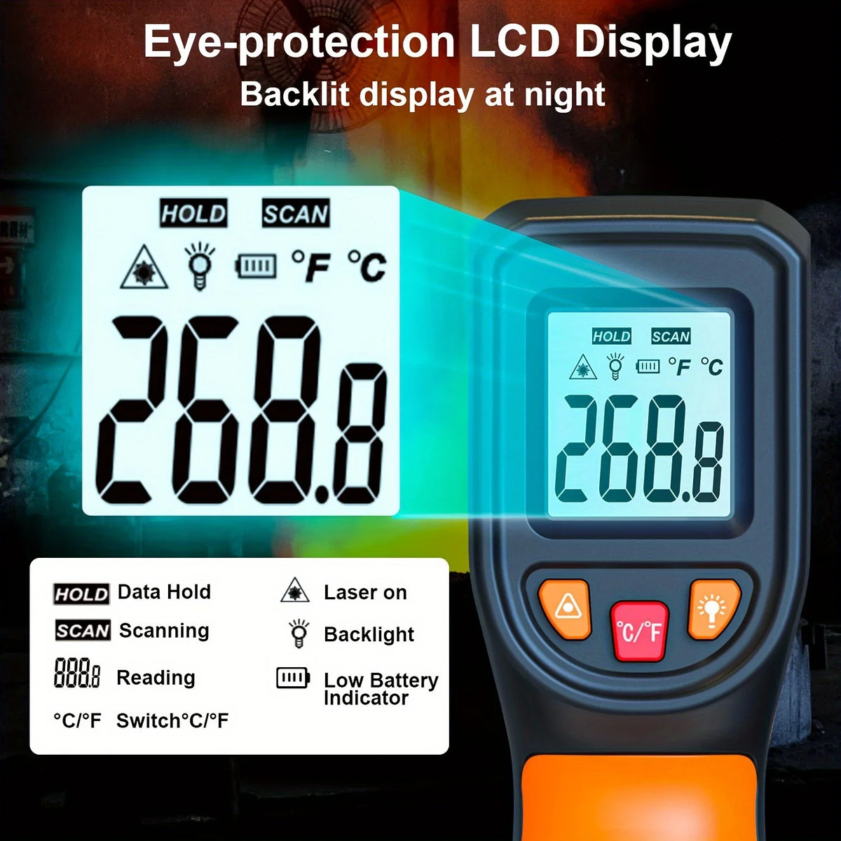 Infrared Thermometer Gun — NJTY T600 (Non-Contact, Laser Sight)