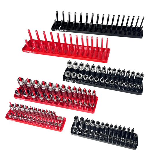 6PCS/3PCS Socket Organizer Tray Set,1/2", 1/4" and 3/8" Metric Deep & Shallow Socket Holder Kit, Deep and Shallow Socket Holder