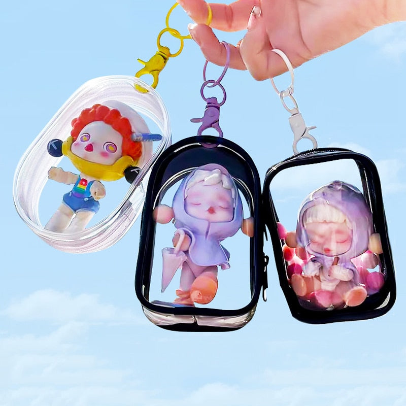 1pcs Transparent Mystery Box Keychain Bag Storage Case Organizer Box Storage Pouch Keychain Wallet Thicken Toy Doll Gifts Bag