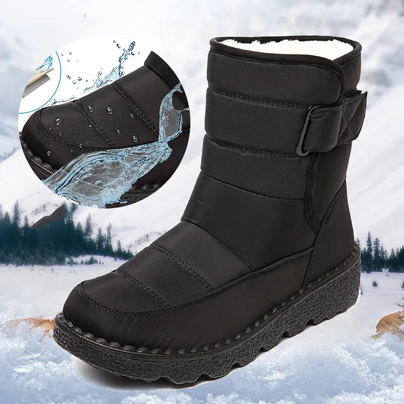 Rimocy Non Slip Waterproof Snow Boots for Women Thick Plush Winter Ankle Boots Woman Platform Keep Warm Cotton Padded Shoes