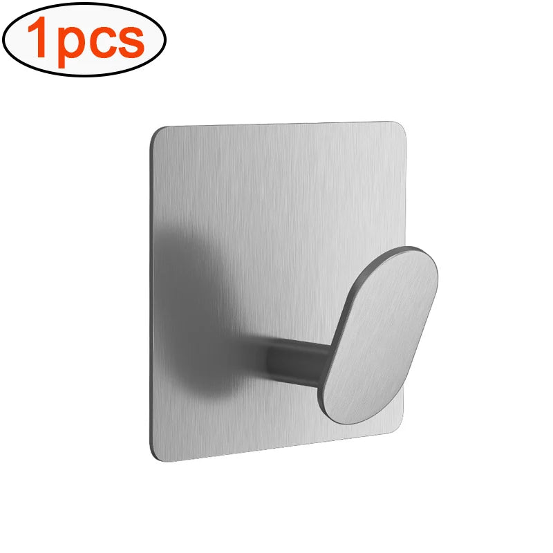 Adhesive Stainless Steel Wall Hooks — 4-Pack