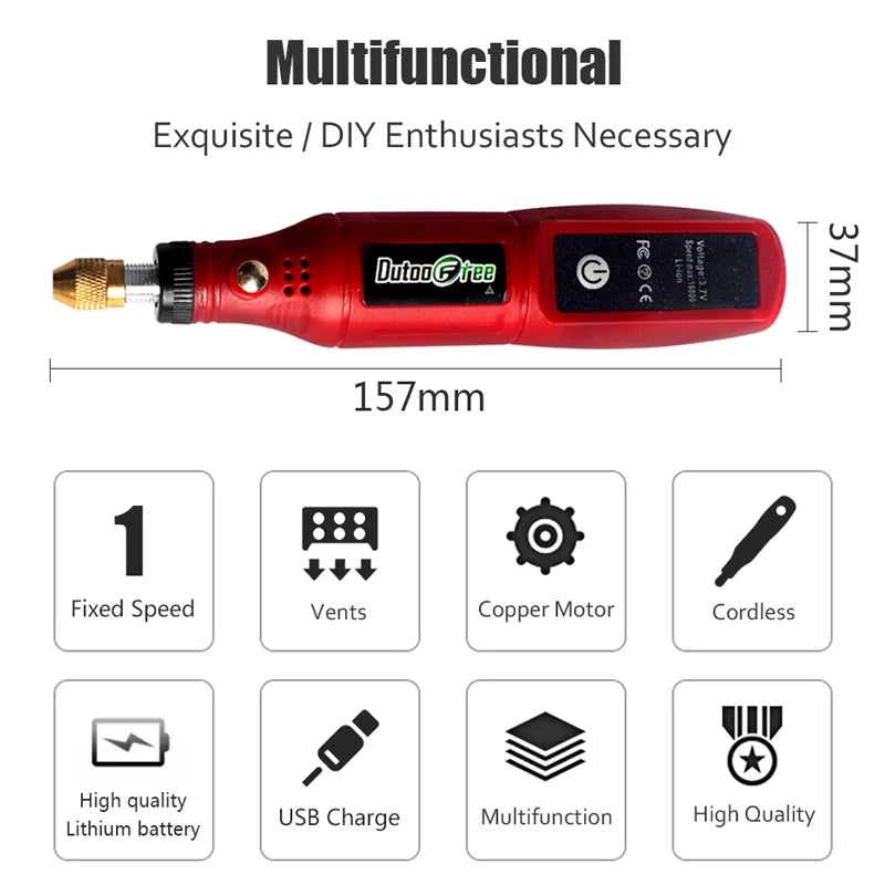 USB Cordless Mini Drill Rotary Tool Kit With 24PCS Accessory Dremel Tools Wireless Electric Drill For Jewelry Metal Glass