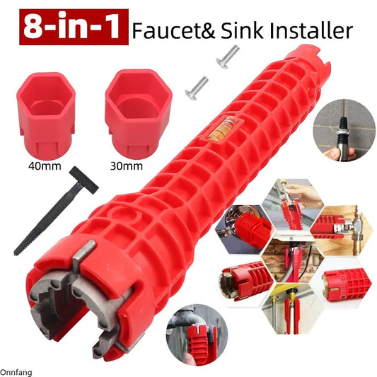 8-in-1 Faucet & Sink Installer Wrench — Multifunction Plumbing Tool for Tight Under-Sink Spaces