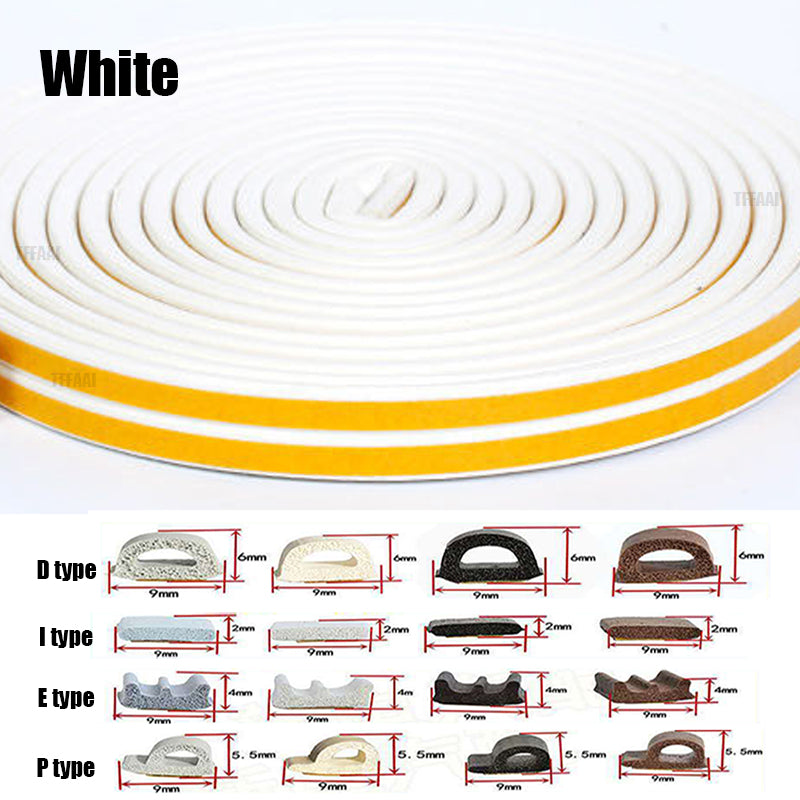 D-profile door seal strip — foam weatherstripping in grey, brown and black