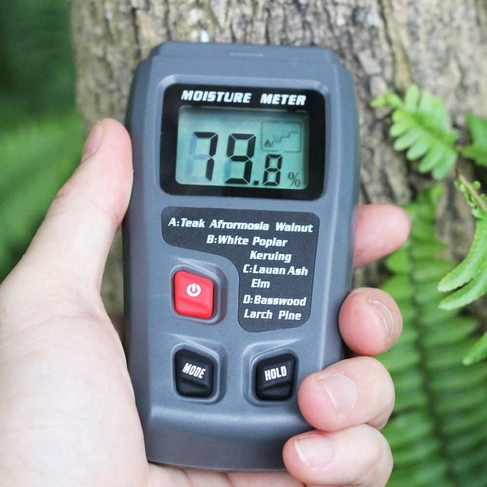 BSIDE EMT01 digital wood moisture meter with pin probes and LCD display