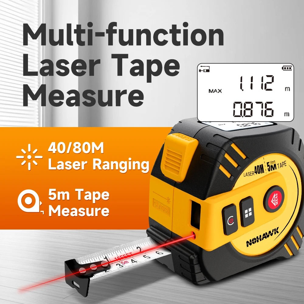 NOHAWK T2 2-in-1 laser tape measure, 40m laser + 5m steel tape