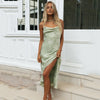 Ardm Sexy Spaghetti Strap Floral Woman Dress Backless Lace Up Hight Split Vintage Mid Dress Elegant Slim Ladies Party Dress