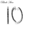 Black Awn New Classic Silver Color Round Trendy Spinel Engagement Hoop Earrings for Women Jewelry I181