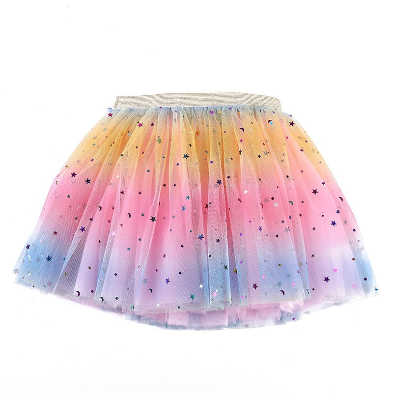 Girls and Women Tutu Skirts Stars Print Princess Pettiskirts Kids Ballet Dancing Party Skirt Children Gradient Costume Clothes