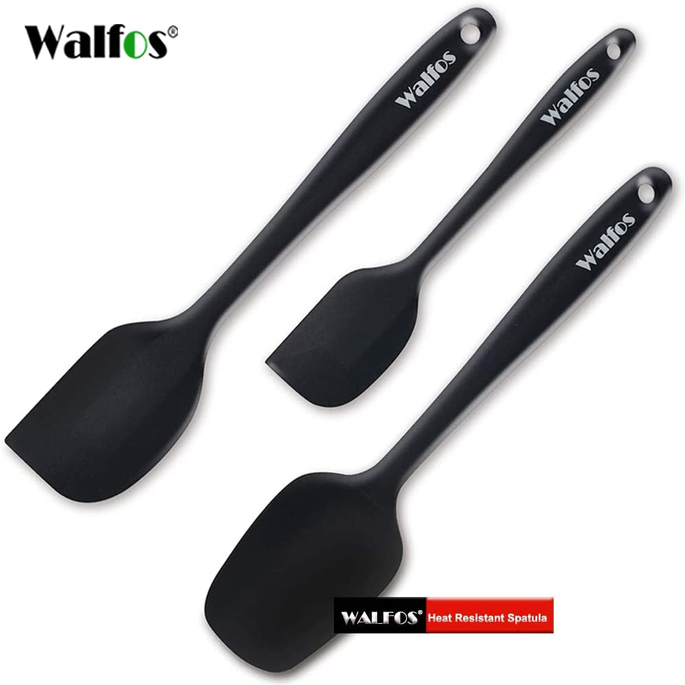 WALFOS Ensemble de 3 outils de cuisson en silicone résistant à la chaleur Ustensiles de cuisine Cuisson Outils de pâtisserie Spatule Cuillère Spatules à gâteau Ensemble de cuisine