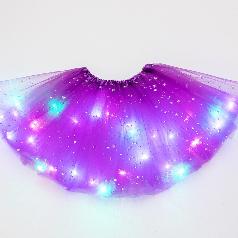 LED lumière rougeoyante enfants filles princesse Tutu jupes enfants tissu fête de mariage danse minijupe Costume cosplay led vêtements