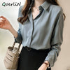 Autumn Women Pullovers Shirts Fashion Solid Female Clothes Loose Shirt Long Sleeve Blouse Simple OL Feminine Blusa Mujer