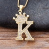 New Design 26 Letters A-Z Zircon Crown Initial Alphabet Pendant Necklace Handsome Punk Hip-Hop Style Choker Chain Jewelry Gift