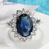 Cellacity Oval Sapphire Rings for Women Trendy Silver 925 Fine Jewelry with Gemstones Flower shaped Female Engagement Ring Gifts