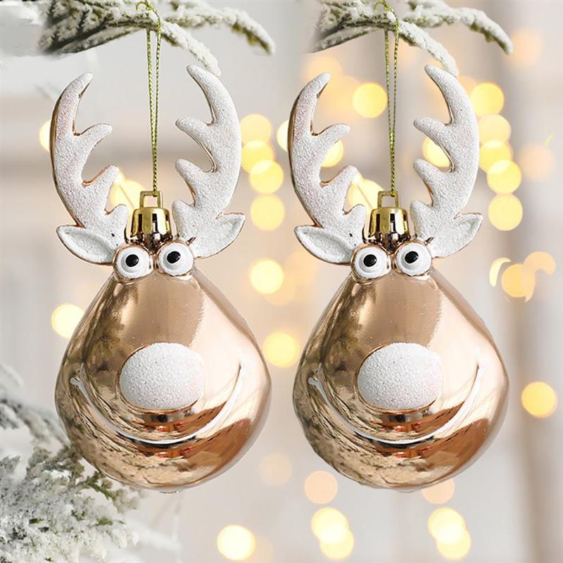 2pcs Elk Christmas Balls Ornaments Xmas Tree Hanging Bauble Pendant  Christmas Decorations for Home New Year Party Navidad