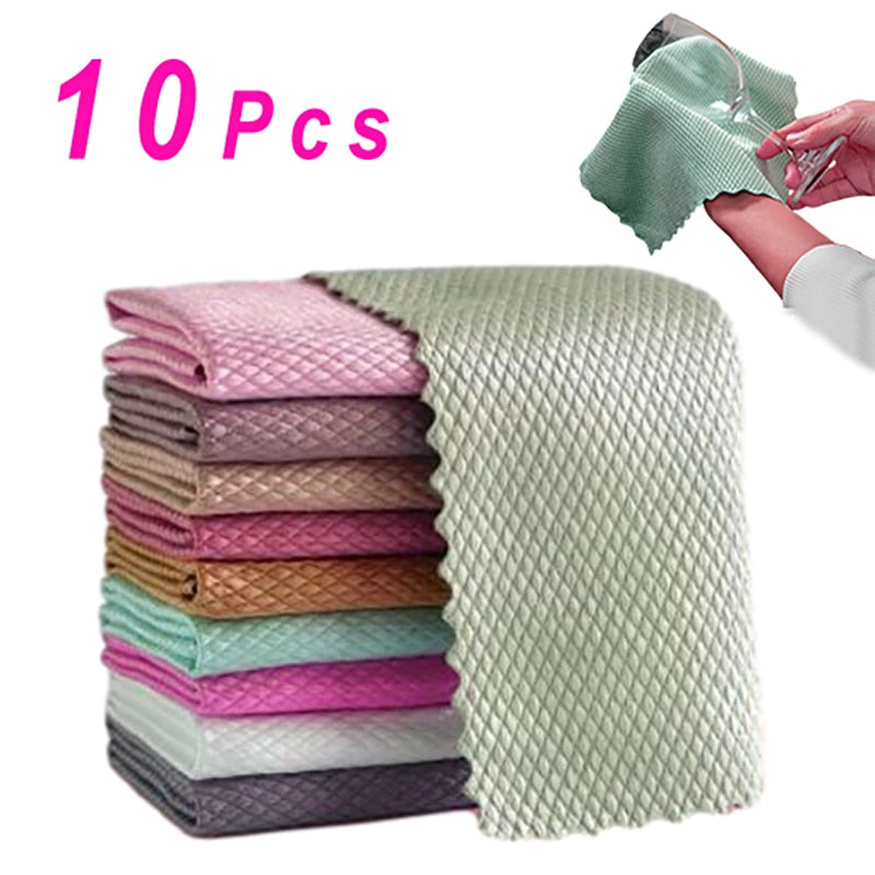 Serviette de nettoyage en verre efficace miroir chiffon de nettoyage serviettes de cuisine absorbantes 25x25cm serviette pour le lavage de la vaisselle en verre chiffon d'essuyage