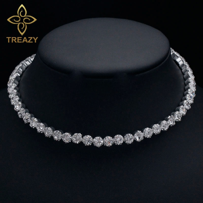 TREAZY mariée mode cristal strass Collier ras du cou femmes accessoires de mariage Tennis chaîne Chokers bijoux Collier Femme