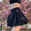 Black Skirt Harajuku Punk Gothic Black High Waist Black Skirts Women Sexy Patchwork Bandage Mini Skirt Female Streetwear