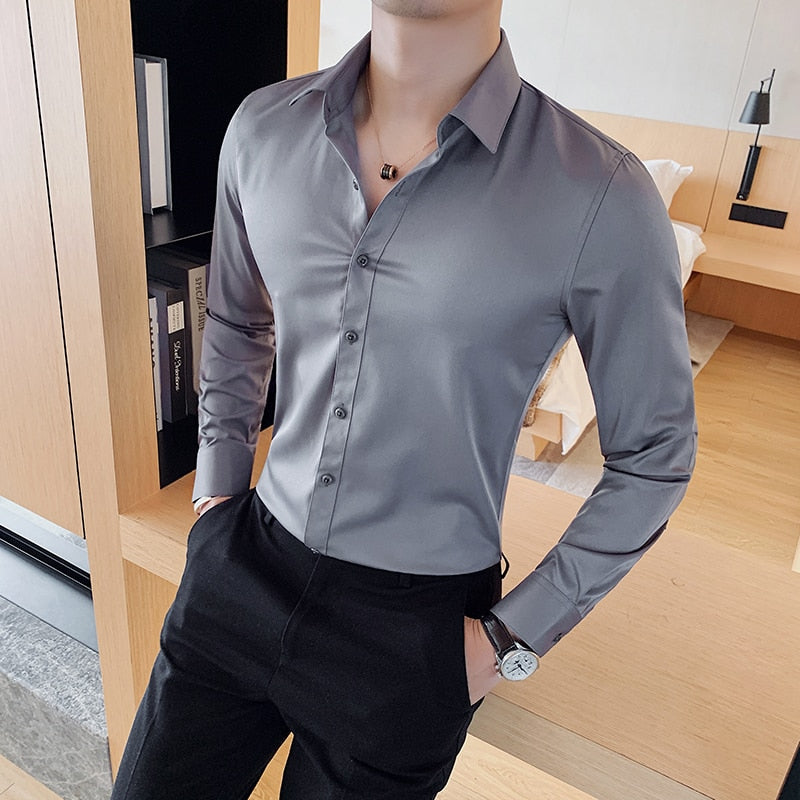 Camisas de Hombre Langarm hemden für Männer Kleidung Business Abend garderobe Camisa Social Masculina Slim Fit Chemise Homme