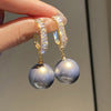 New Fashion Korean Oversized White Pearl Drop Earrings for Women Bohemian Golden Round Pearl Wedding Earrings Jewelry Gift