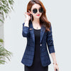 PEONFLY  Spring Plaid Blazer Femme Double Breasted Suit Jacket for Women Oversized Vintage Americana Mujer Outwear