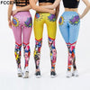 FCCEXIO New Women Funny Cartoon Leggings High Waist Printing Long Pants Female Workout Patchwork Jeggings Sports Fitness Legging