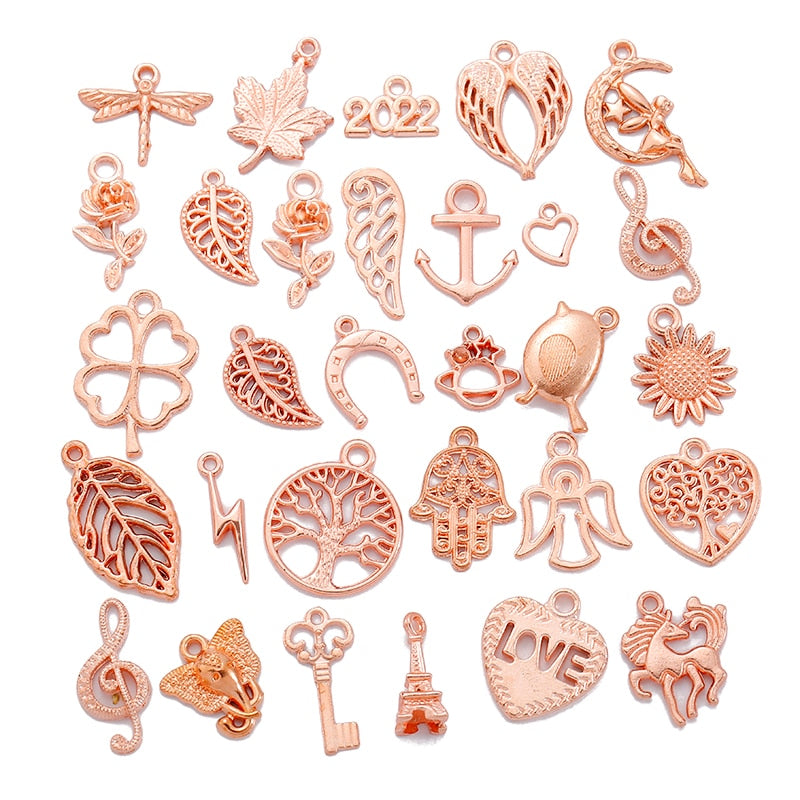 YuenZ 30pcs Mixed Styles Animal Heart Leaf Flower Charms Lobster clasp  Bracelet Pendants DIY Jewelry for Making Accessories
