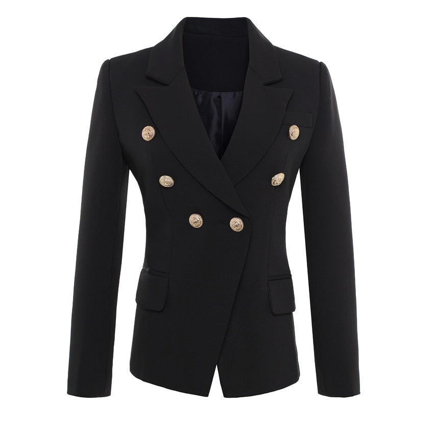 HIGH QUALITY New Fashion Runway Star Style Jacket Women&#39;s Gold Buttons Double Breasted Blazer OuterwearS-5XL