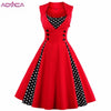 Aovica S-5XL Women Robe Pin Up Dress Retro 2018 Vintage 50s Rockabilly Dot Swing Summer female Dresses Elegant Tunic Vestidos