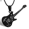 Fashion 316L Stainless Steel Guitar Necklace For Men Pendants Leather Chain Men Necklaces