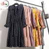 Autumn Chiffon Shirt Dresses Long Sleeve Polka Dot Office Vintage Dress 2023 Women Summer Casual Midi Floral Dress Vestido