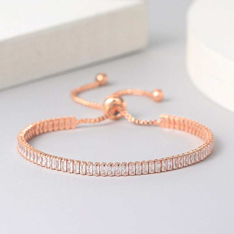 ZHOUYANG Tennis Bracelets For Women Sparking Zircon Jewerlly Rose Gold Color Handmade Friends Gift Cute Jewelry Wholesale H017