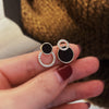 Women's earrings Asymmetrical Round Hollow Round Black Stud Earrings Rhinestone Accessories For  Women pendientes mujer