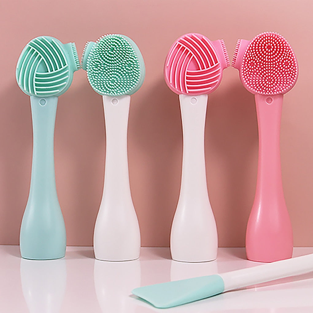 Double Side Silicone Facial Cleanser Brush Soft Hair Face Massage Washing Brush Blackhead Remover Portable Skin Care Tool