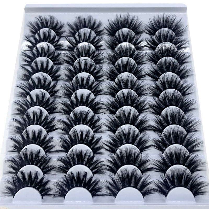 20 Paar 18-25 mm 3D-Nerzwimpern Bulk Faux Thick Long Wispy Natural Nerzwimpern Pack Short Wholesales Natural False Eyelashes