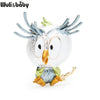 Wuli&baby Lovely Owl 3-color Enamel Bird Brooches Women Alloy Brown Grey Pink Bird Animal Party Casual Brooch Pins Gifts