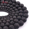 4,6,8,10mm Natural Lava Rock Round Black Loose Beads Natural Stone Beads For DIY Necklace Bracelat Jewelry Making Strand 15"