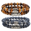 Black Lava Tiger Eye Weathered Stone Bracelets Bangles Classic Owl Beaded Natural Charm Bracelet for Women and Men Yoga Jewelry