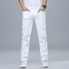 Classic Style Men's Regular Fit White Jeans Business Fashion Denim Advanced Stretch Cotton Trousers Male Brand Pants