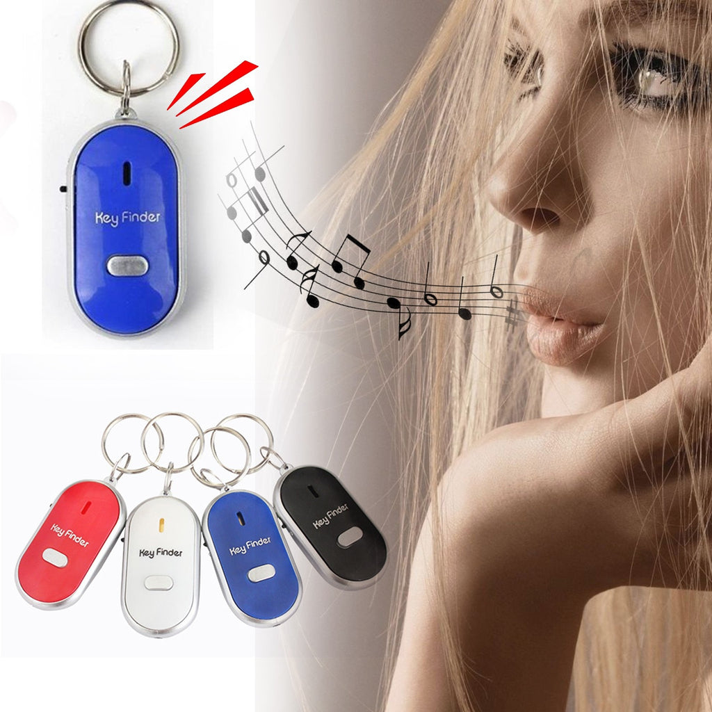 LED Whistle Key Finder Flashing Beeping Sound Control Alarm Anti-Lost Key Locator Finder Tracker with Key Ring Mini Keychain