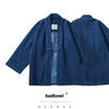 BADBOWL Japanese Retro Indigo Plant Kimono Blue Dyeing Road Robe Heavy Kendo Fabric Half Sleeve Jacket Men Casual Cardigan Coat