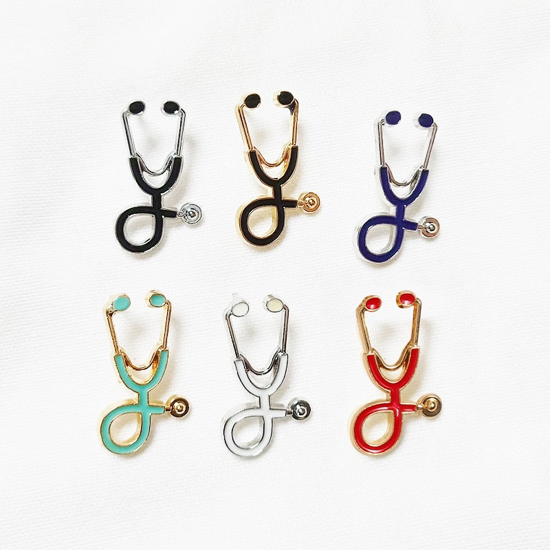 Doctors Nurses  Mini Stethoscope Brooches Pins Jackets Coat Lapel Pin Bag Button Collar Badges Gifts Medical Jewelry