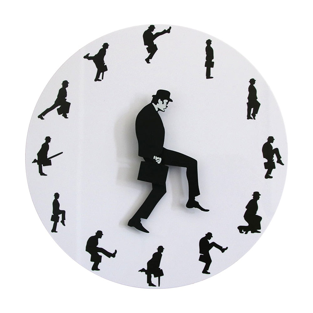 Silly Walks Comedian Funny Walking Novelty Wall Clock Watch Ministry of Comedy TV Series Home Decor Silly Clock For Bedroom