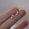 925 Sterling Silver Japanese Micro Inlaid Crystal Four-Pointed Star Plating 14k Gold Earrings Women Small Cute Banquet Jewelry