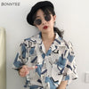 Shirts Women Chic Vintage Printed New Summer Harajuku Ladies Streetwear Popular All-match Short Sleeve Pocket Womens Clothes Top