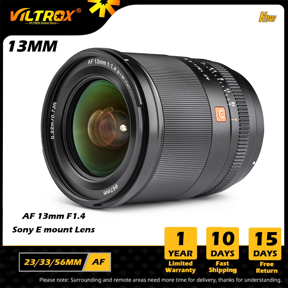 Viltrox 13mm 23mm 33mm 56mm F1.4 Sony E Auto Focus Ultra Wide Angle Lens APS-C Lens for Sony E-mount A6400 A7III a7R Camera Lens