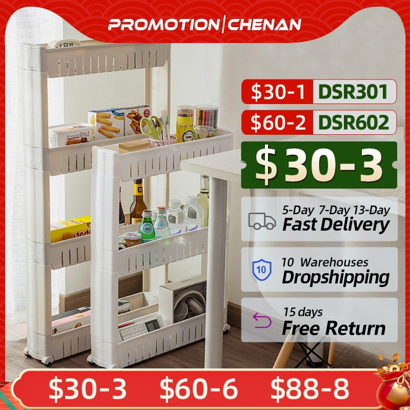 Mobile Storage Shelf Interspace Gap Shelf Kitchen Storage Shelf Bathroom Storage Rack Fridge Side Seam Finishing Rack