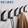 No Drilling Double Hook Black White Towel Hook For Bathroom Clothes Coat Hook Bedroom Robe Hook Livingroom Kitchen Accessories