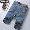 2023 Summer New Men's Slim Fit Short Jeans Fashion Cotton Stretch Vintage Denim Shorts Grey Blue Short Pants Male Brand Clothes